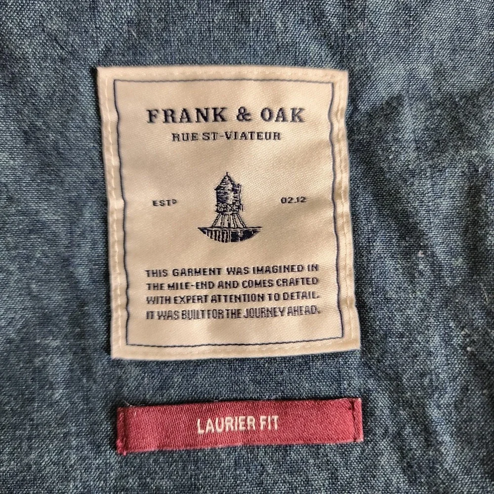 Frank and Oak Blazer Laurier Fit Heather Blue Classic Preppy Quiet Luxury Sz 36